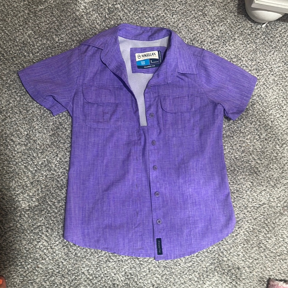 Magellan Outdoors Purple Button Down Shirt Casual Lightweight